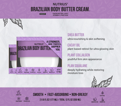 Nutrius Brazilian Body Butter Cream Berry & Botanical Bliss Twin Pack - 2 x 6 FL OZ