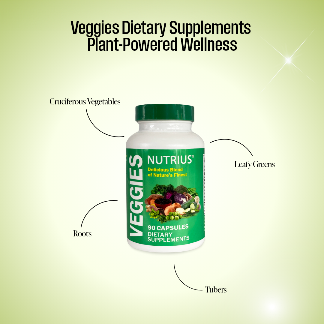 Nutrius Veggies Delicious Blend of Nature's Finest - 90 Capsules Dietary Supplements