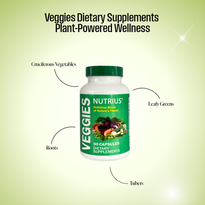 Nutrius Veggies Delicious Blend of Nature's Finest - 90 Capsules Dietary Supplements